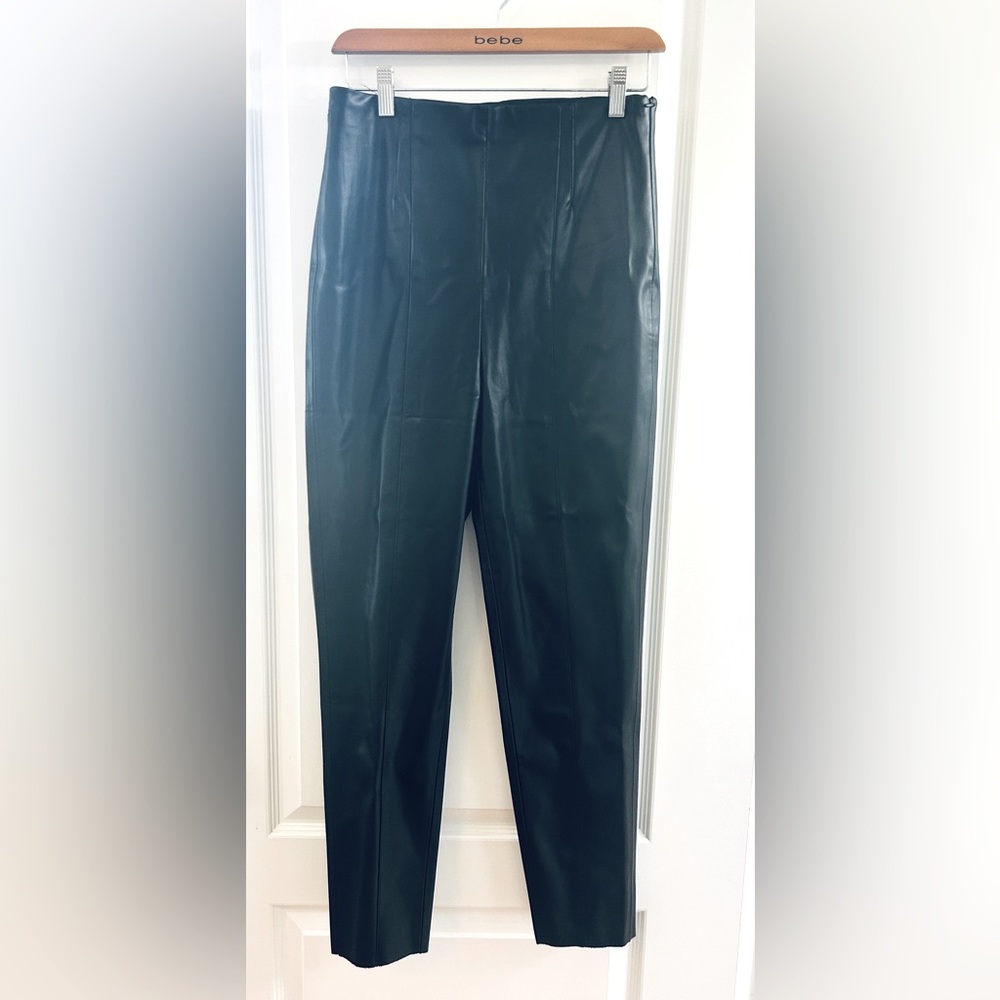 ZARA Faux Leather Trousers - Side-zip - Black - LRG